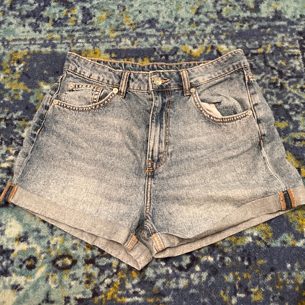 Divided High Waisted Jean Shorts